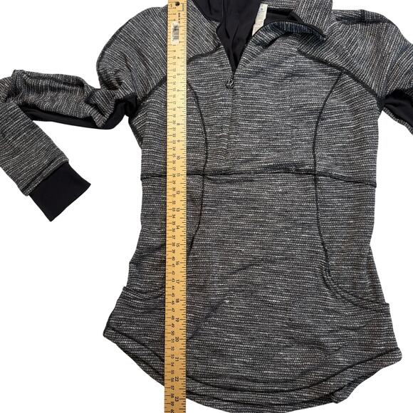 Lululemon Base Runner Half-Zip Sweater Gray & Black Herringbone Size 4 - Picture 12 of 16